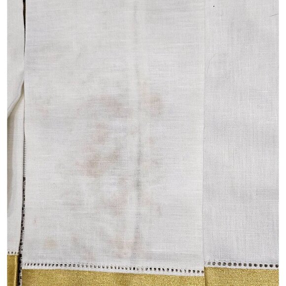 Christmas Angel Handpainted Linen Tea Towels set/4 gold trim cherub holiday desi - Picture 3 of 8